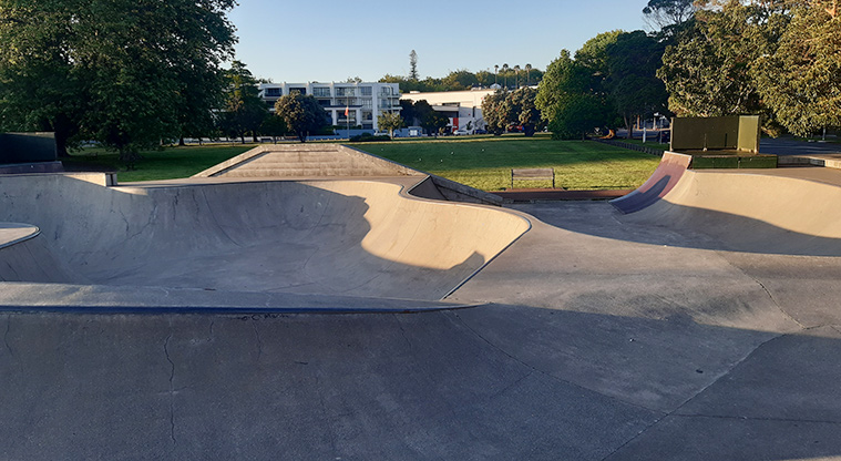 Victoria Park - Section of the skate bowl in the skate park. Photo credit: J Rudd.