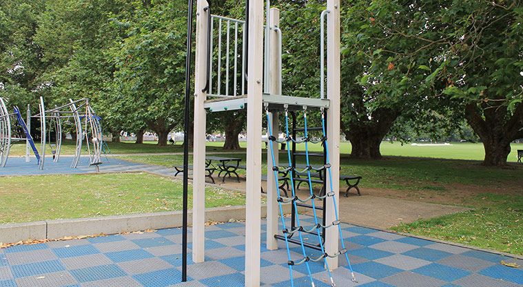 Victoria Park - Tower with ladder, rope net, and sliding pole. Photo credit: M Loubser.