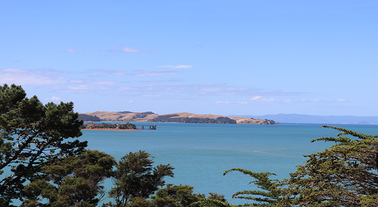 Waitawa Regional Park - Quarry on Karamuramu Island viewed from Waitawa Bay.
