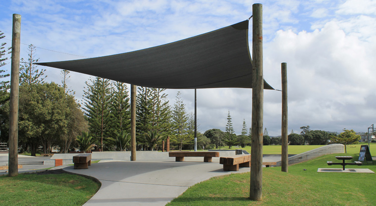 Western Reserve - Shaded seating area by the skate park. Photo credit: M Loubser.