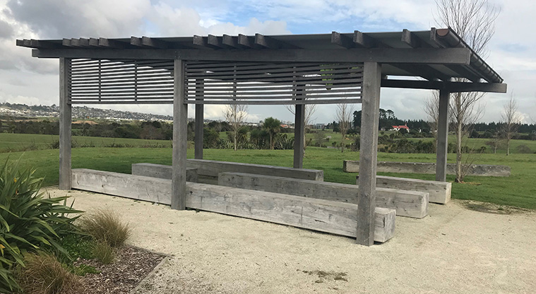 Barry Curtis Path - Shelter providing a place to stop and relax in Barry Curtis Park.
