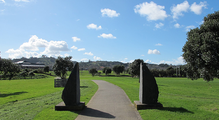 Barry Curtis Path - Rock sculptures on the path.