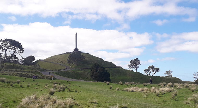 Coast to Coast Path (Cornwall Park to Manukau Harbour) – Walking towards the Maungakiekie summit.