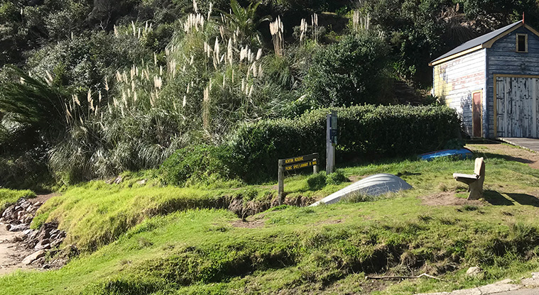 Fishermans Rock Path - The path starts to the left of the boat shed at Little Oneroa.