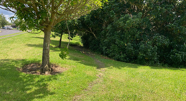 Greenhithe to Wharf Path - The entrance to the path just off Te Wharau Drive.