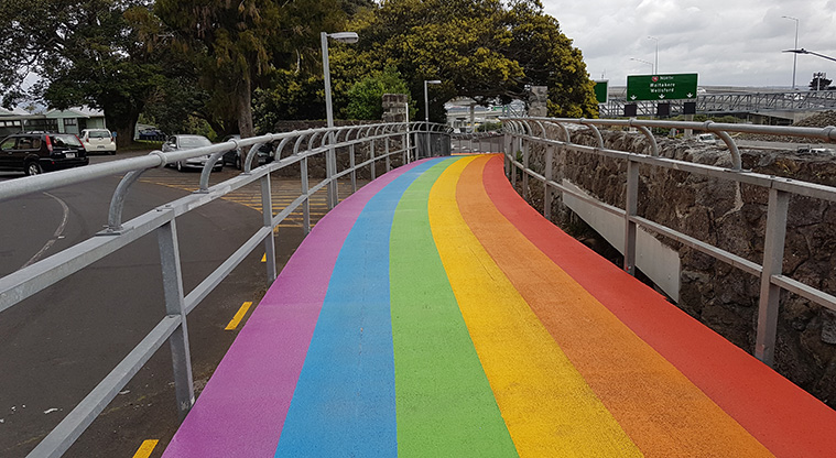 Grey Lynn to Waterview Path - Rainbow path outside Unitec.