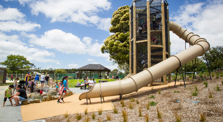 Grey Lynn to Waterview Path - Playground and slide at Waterview Reserve.