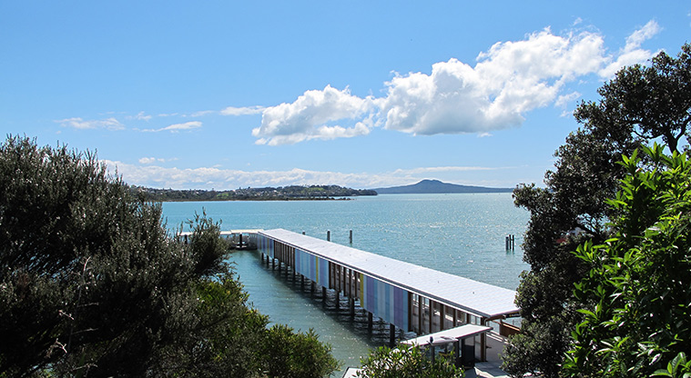 Half Moon Bay to Wakaaranga Creek Path – View over Half Moon Bay ferry terminal.