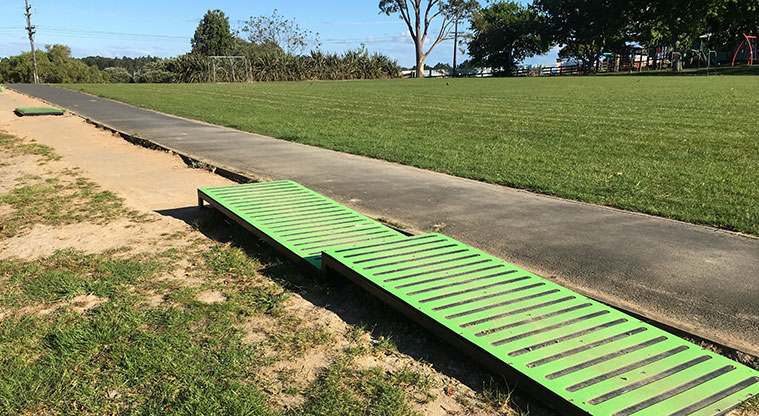 Huapai School Path - Ramp features to build confidence alongside the path.