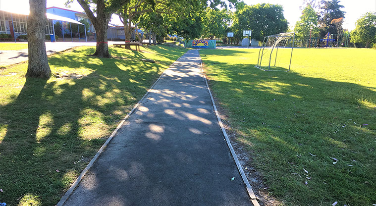 Huapai School Path - Asphalt path around the outside of the playing field.
