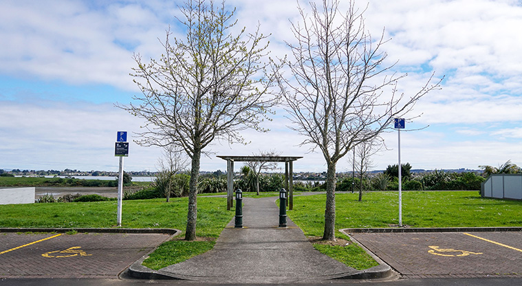Karaka Path - Start of the path at the car park on Milano Boulevard.