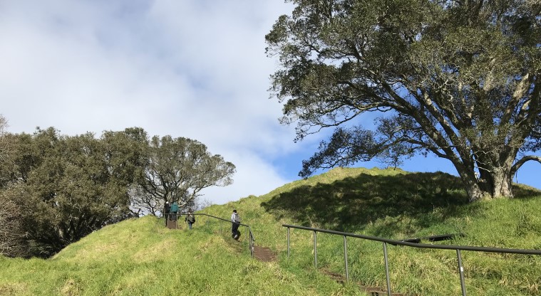 Maungawhau / Mt Eden Path - Steps heading to the summit if you want to take a shortcut to the top, otherwise, you can continue along the concrete path.