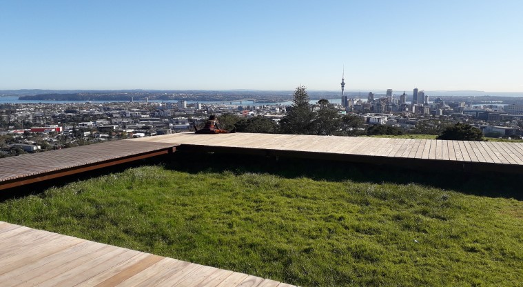 Maungawhau / Mt Eden Path - Viewing point from the boardwalk overlooking the city centre.