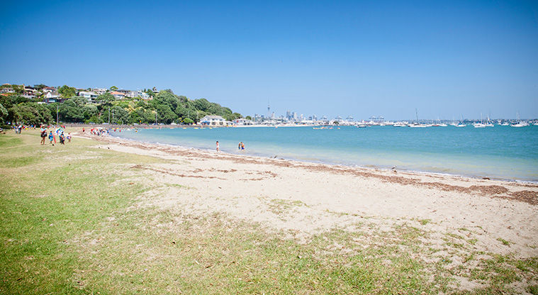 Mission Bay to Wynyard Quarter Path - View towards Auckland City from Okahu Bay Reserve.