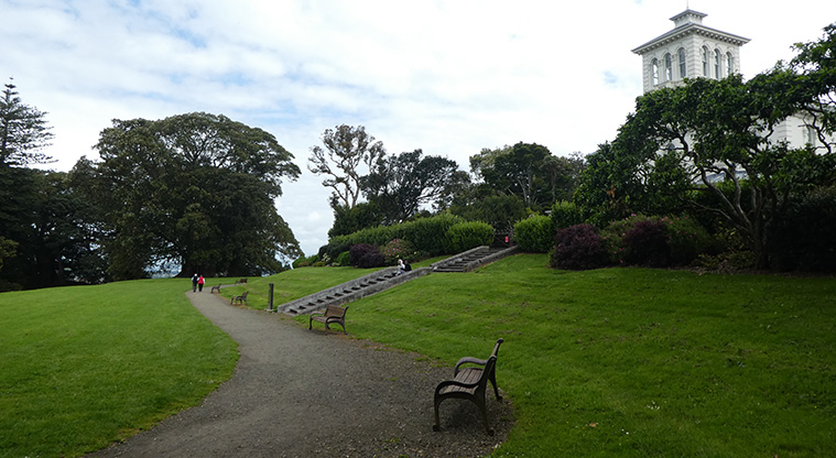 Monte Cecilia Path - A path section behind the homestead with seating and reflection areas.
