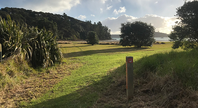 Okoka Beach Path - The track soon opens up to a lovely, very quiet bay.