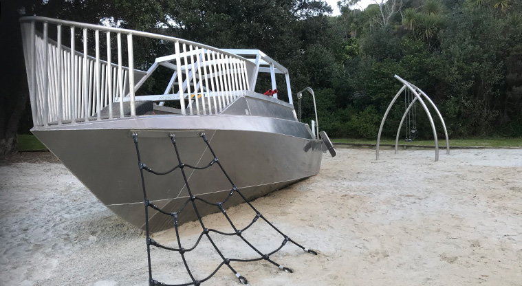 Onetangi Hidden Gems Path - Tin Boat Reserve has a playground with a tin boat!