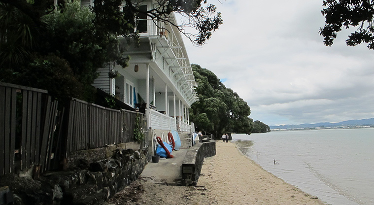 Point Chevalier Path - Path steps up to sealed footpath alongside beach.
