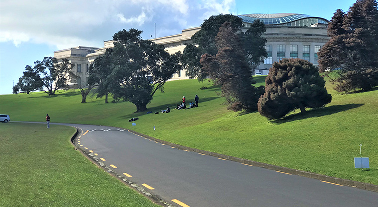 Pukekawa Trail Lovers Path - Path follows internal road back in front of Auckland War Memorial Museum.