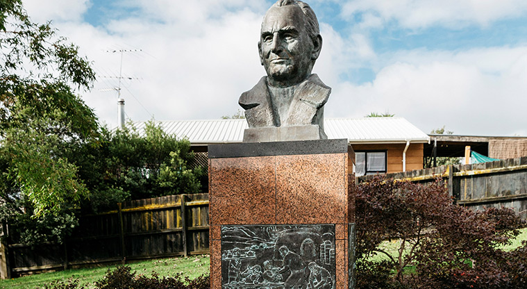 Rewi Alley Reserve Path - Rewi Alley monument within the park.