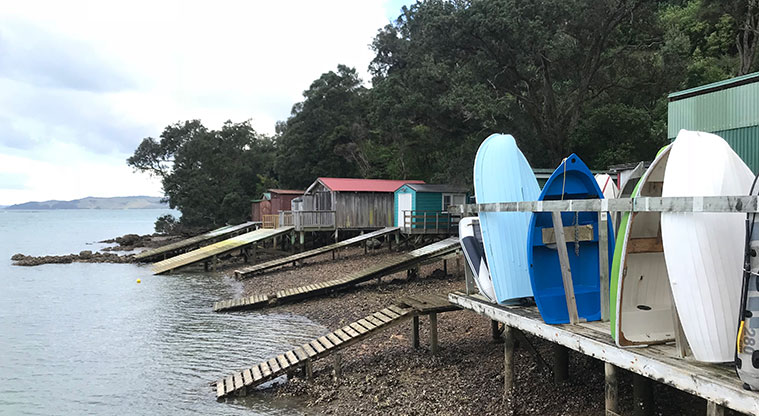 Rocky Bay Beachfront Path - The famous Rocky Bay boatsheds sit along this road.