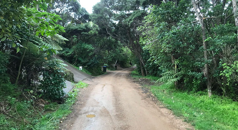 Rocky Bay Beachfront Path - The path loops around, on another very quiet back road.