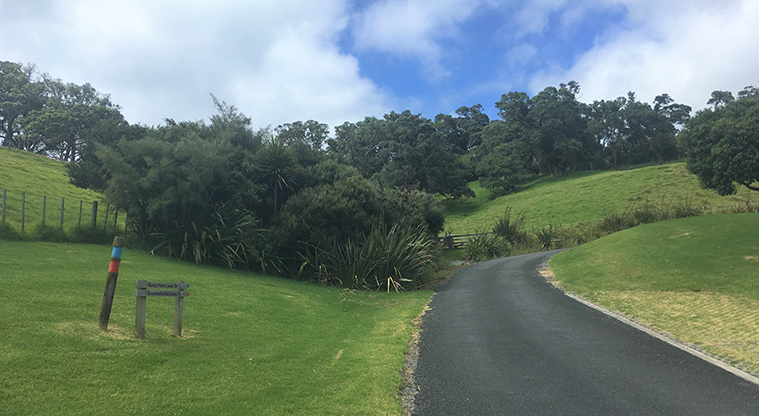 Scandretts Mullet Point Path - Walk up the road and follow the blue track markers.