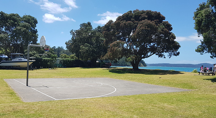 Scandrett to Martins Bay - Beachfront basketball court.