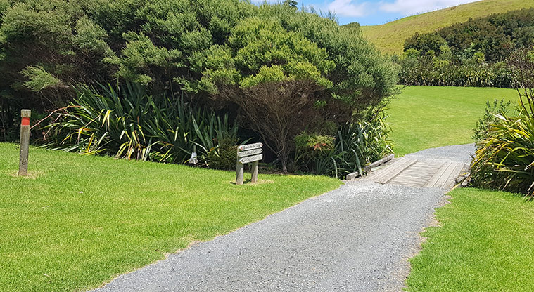 Scandretts Bay Path - Turn left after the small bridge.