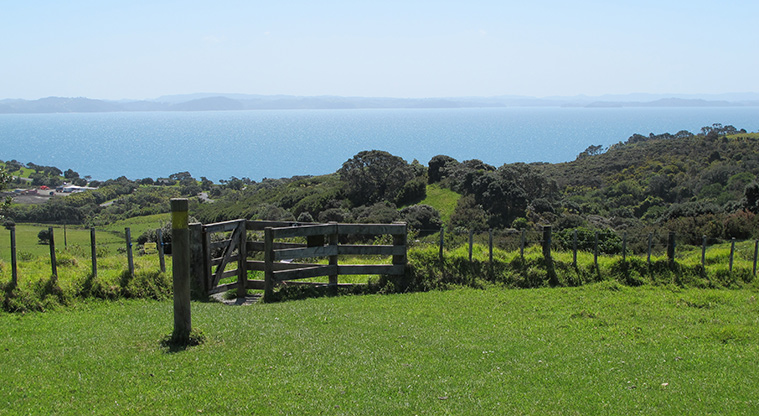 Shakespear Heritage Trail - Path runs through gate to pill box area.