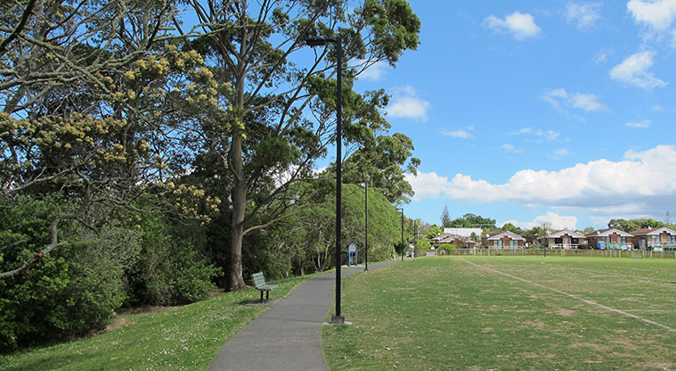 Shepherds Park Path - Path beneath lighting.