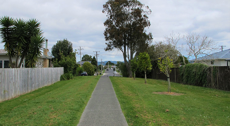 Te Atatū Peninsula Park Path – Access to the park from Taikata Road.