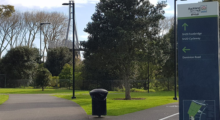 Wesley Path - Travel along the SH20 cycleway through Keith Hay park and take the SH20 footbridge over the motorway.