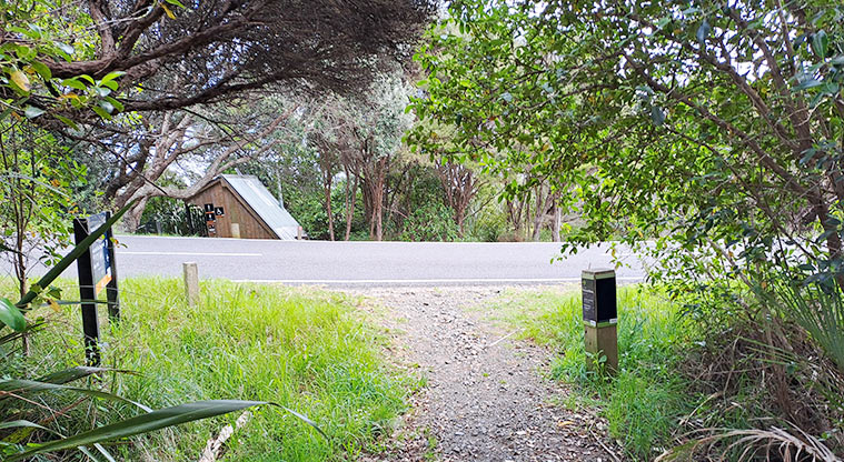 Whakanewha Forest Path - Cross Gordons Road. Look out for traffic!